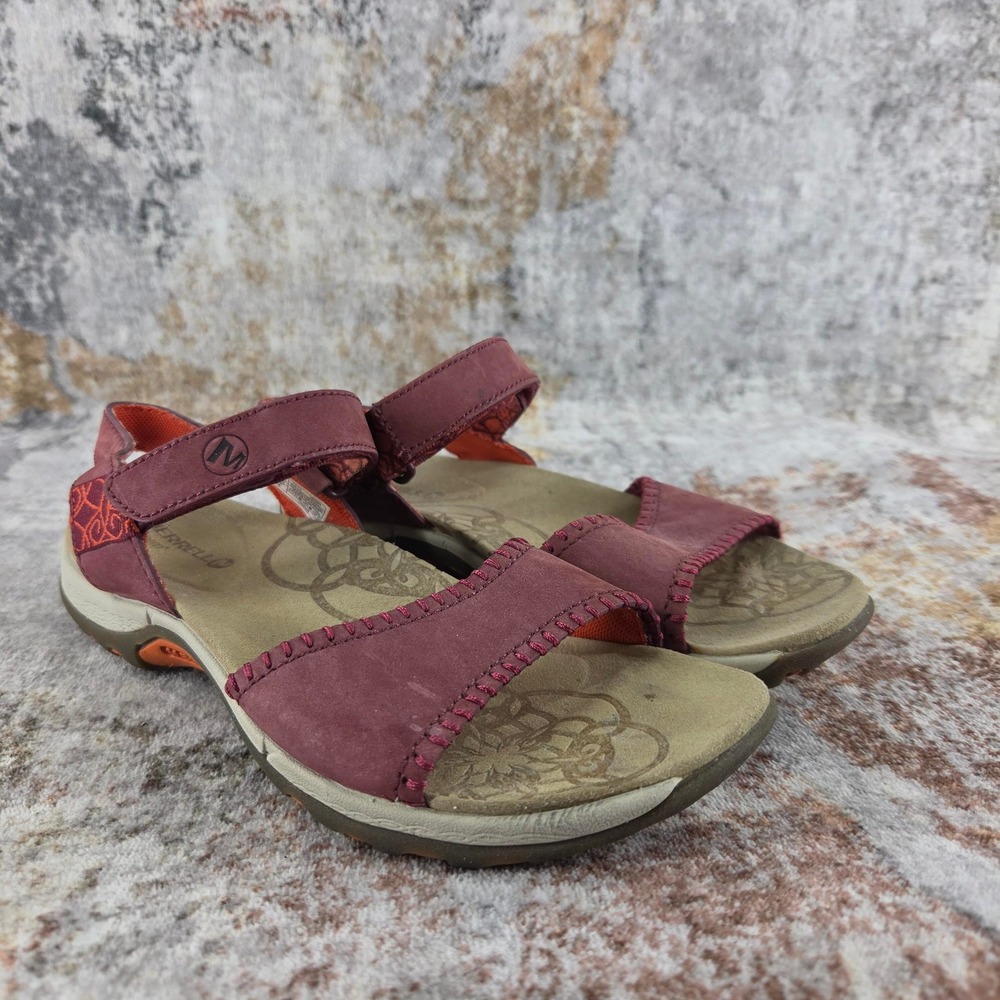 Merrell Hibiscus Slingback Sandals Womens 5 Burgundy Red Leather Outdoor Hiking